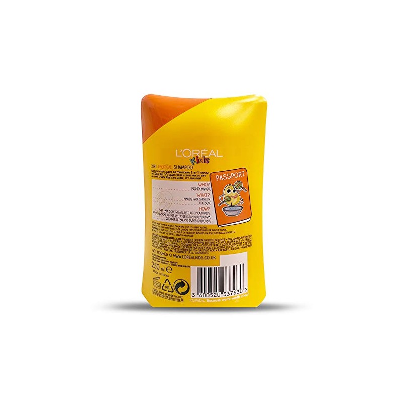 L'Oreal Kids Extra Gentle 2-In-1 Tropical Mango Shampoo, 250 ml
