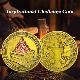 IELCJJ 10PCS Dumpster Fire Coin, Encouragement Challenge Coins Incentive Awards Token Inspirational Hilarious Medallion Funny Office Gifts for Office Parties and Appreciation for Men Women（Gold）