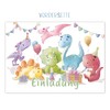 Children's Birthday Invitation Cards Set of 12 with Dinos -