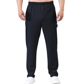 Zoulee Men's Elastic Waist Zipper Fly Hiking Pants Quick-Dry Lightweight Outdoor Sweatpants Black XL