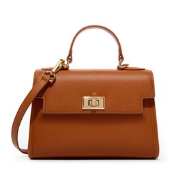 MFFOR Women's Shoulder Bag, Genuine Leather, 2-Way Handbag, Mini Bag, Lightweight, Small, High Visibility, Casual, Stylish, Cross-body Hanging, Handheld, Popular, Braun