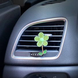 3 Pcs Flower Butterfly Air Vent Clips Bling Air Conditioning Outlet Clip Crystal Car Aromatherapy Vent Clips Rhinestone Car Accessories Green