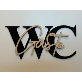 Gäste WC 3D-Schriftzug Türschild aus Holz (30cm)