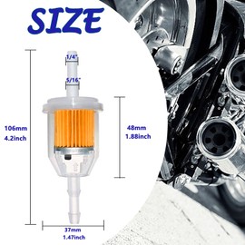 Tnisesm 10Pcs Gas Inline Fuel Filters 1/4 Inch x 5/16 Inch with magnet for Kawasaki Kohler Briggs & Stratton John Deere