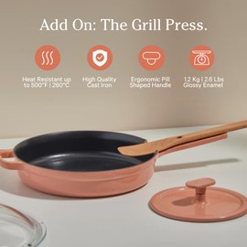 Our Place Grill Press - Cast Iron Add-On for Perfect Searing, Crispy Cooking | Heat-Resistant, Easy-Clean | Compatible with Cast Iron Always Pan | Spice