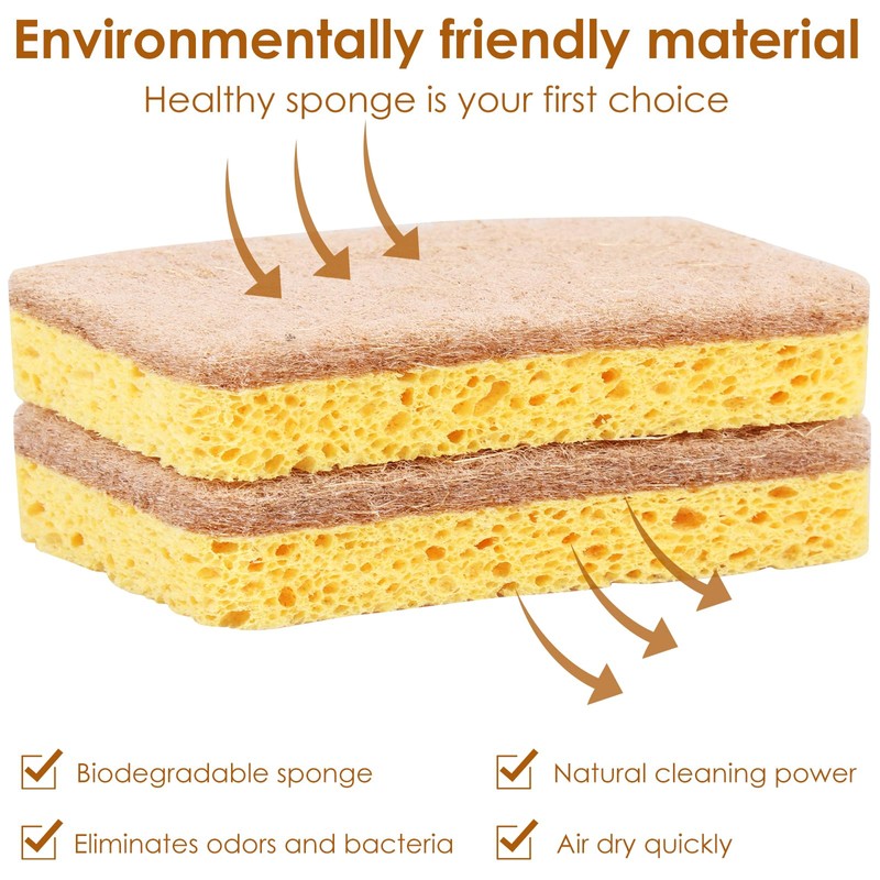 Foribyw 18 Pack Biodegradable Kitchen Sponges, Natural Plant Based Scrub