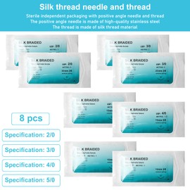 GAOUTO 32 Pieces Suture Material with Exercise Needles, Refill Pack for Surgical Suture Set, Needle and Thread Set, Wound Suture Kit Addition, Ideal Suture Exercise Thread for Students