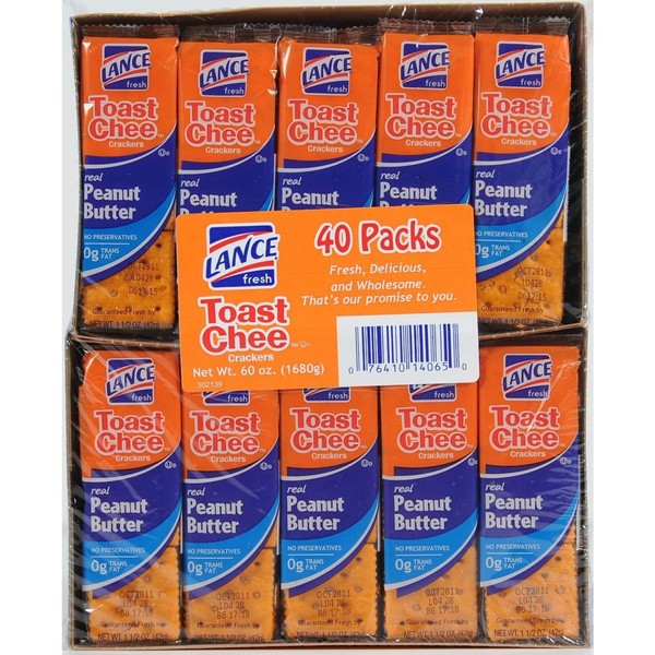 Lance Toast Chee Peanut Butter Crackers, 40 Count (Pack of 2)