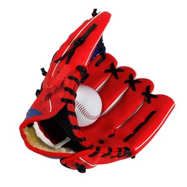 Lismyakey Baseball Gloves Sports Baseball and Softball Glove - Outdoor Sports Left Catcher's Mitt with Baseball PU Leather Gloves for Pitcher Beginner Training (10.5inch, Red)