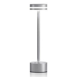 EJFOIEJ Cordless Metal Desk Lamp,Portable LED Table Lamp with Touch Sensor,3 Color Rechargeable Lamp,3-Levels Brightness Lamp,Night Light for Kids Nursery,Bedside Lamp,Dining Room Lamp (Silver)