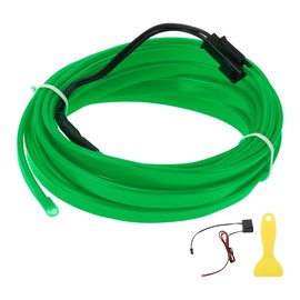 A ABSOPRO 3 Meter EL Wire Cable LED Glow String Light Car Lighting Strip Flexible Neon Light for Car Decoration Wiring Driver(12v) Green