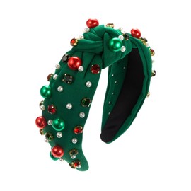 perfeclan Christmas Headband Xmas Hair Band Favors Wide Fashion Photo Xmas Headwear Head Topper for Party Supplies for Women, green