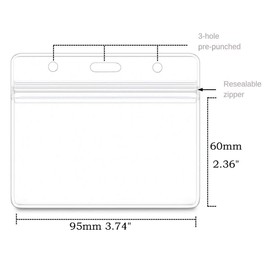 Warmter Ausweishalter mit wasserdichtem, wiederverschließbarem Reißverschluss, transparent, horizontal, Namensschild-Halter (50, horizontal)