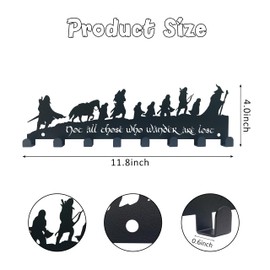 Xyverart Lord Middle-Earth Inspired Metal Key Hooks – The Rings Vintage Wall-Mounted Organizer with 8 Hooks | Rustic Home Decor for Lord Fans & Hobbit-Inspired Spaces