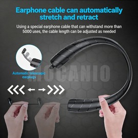 MOCANIO Bluetooth Neckband Earphones, Wireless Earbuds with 48H Playtime, 4 Speaker Surround Sound, IPX5 Waterproof, Retractable Earphone Cable, Bluetooth & Speaker 2-in-1 Switchable