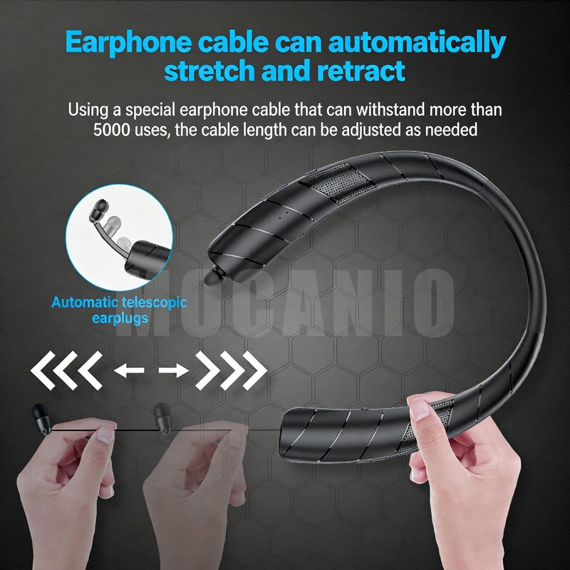 MOCANIO Bluetooth Neckband Earphones, Wireless Earbuds with 48H Playtime, 4