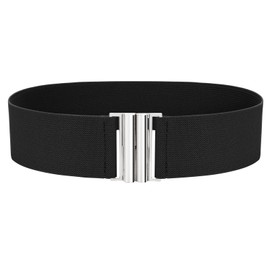 VONMELLI Wide Elastic Stretchy Belts for Women - Trimmer Stretch Waistband Retro Waist Belt Black Fit Waist Size 28"-31"