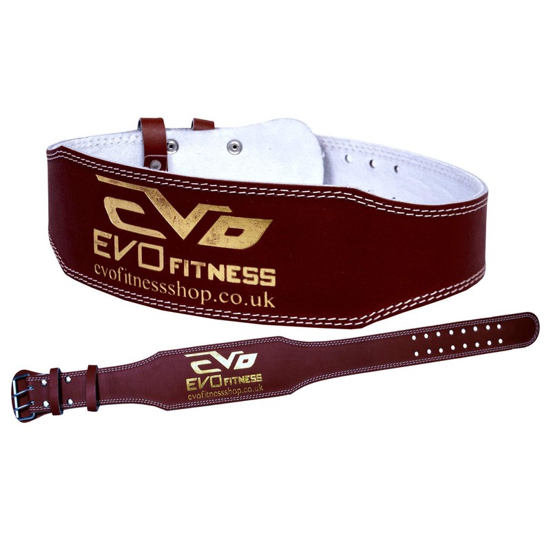 EVO Fitness 4" Pure Leather Gym Belts Weightlifting Straps Back