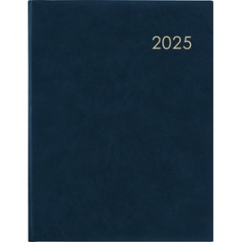 Zettler - Weekly Book 2025 Blue, 21 x 26.5 cm, Pocket Calendar with 128 Pages in Padded Cover, 1 Week on 2 Pages, Thread Sealing, Corner Perforation and International Calendar