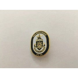 USS WISCONSIN (BB-64) HAT/LAPEL PIN MEASURES 1 AND 1/8TH INCHES