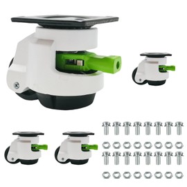 4 Pack Leveling Casters with Ratchet Handle, Adjustable Heavy Duty Casters, Retractable and 360 Degree Swivel Castors, Quiet and Floor-Friendly, for Workbench, Equipment, Swivel Castor Wheels (T100)