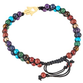 KYEYGWO 7 Chakra Stone Bead Bracelet for Men and Women, Adjustable Double Braided Bracelets, Crystal Bracelet, Yoga Bracelet, Gemstone Jewellery, Stone, stone