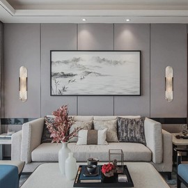 LTTKLMP 19.7" Mid Century Natural Alabaster Wall Sconces Wall Lighting Bathroom Vanity Light Fixtures Marble Wall Light White Stone Glass Modern Wall Mount Lamp for Bedroom Living Room Hallway