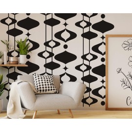 Mid Century Ogee Pattern Wall Decal | 70s Retro Wall Sticker | Geometric Modern Wall Art | Mid Century Wall Decor | Chain Wall Pattern | Vintage Decor | 80” H x 22” W | Custom Colors | Peel and Stick
