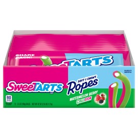 SweeTARTS Ropes, Candy, Watermelon Berry Collision, Soft and Chewy, 3.5 oz (Pack of 12)
