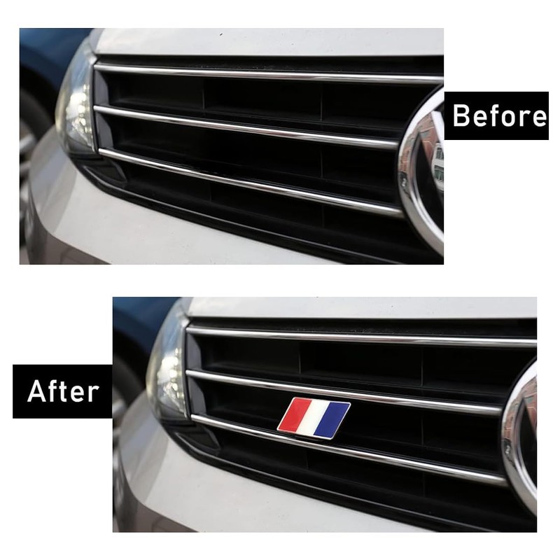 QEDBOJE 2 pcs French Flag Aluminium Badge Grille Badge Sticker