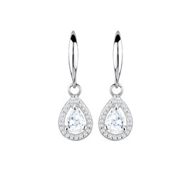 Elli Premium Women's Drop Earrings Elegant Sparkling with Zirconia Crystals in 925 Sterling Silver, Sterling Silver, Cubic Zirconia