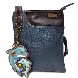 Chala Small Crossbody Phone Purse | SOFT Vegan Leather SWING Bag in Navy Blue Color (Coin Purse_Dophin)