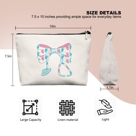 EKGJW OB Nurse Bow Stethoscope Makeup Bag, Cute Baby Footprint Cosmetic Pouch, NICU Nurse Gift for Women, Delivery Appreciation Zip Bag，Midwife toiletry bag