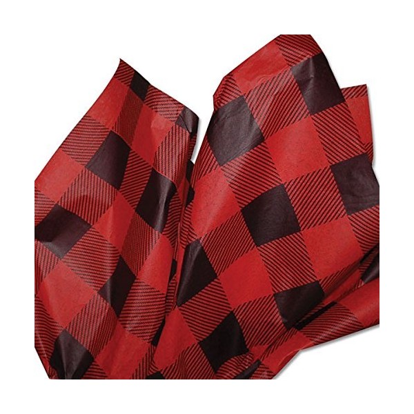 Lumberjack Tissue Paper (Red Buffalo Plaid) for Christmas, 24 sheets