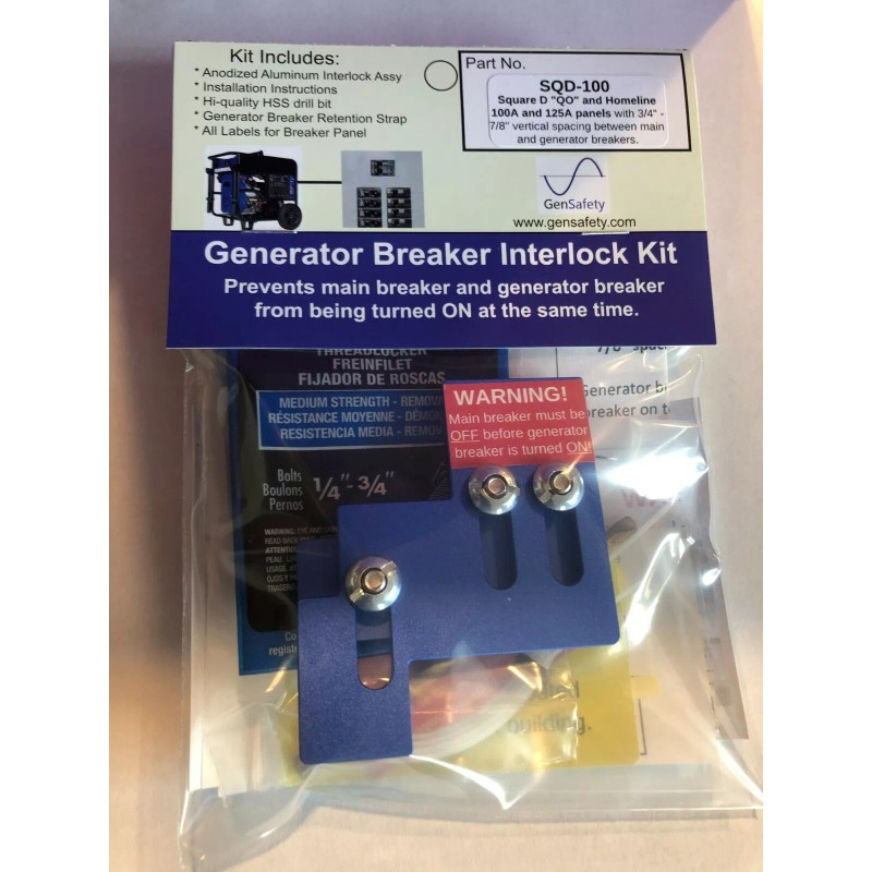 GenSafety Square D Generator Interlock Kit SQD100 fits 100-125 Amp