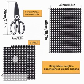 Tappetino per Lavello Cucina, 30 x 40 cm, 2 Pezzi Tappetini Regolabili per Lavello, Lavello da Cucina Tappetini con 1 Forbici, Tappetino per Lavello in PET, Adatto per Lavabo(Nero)