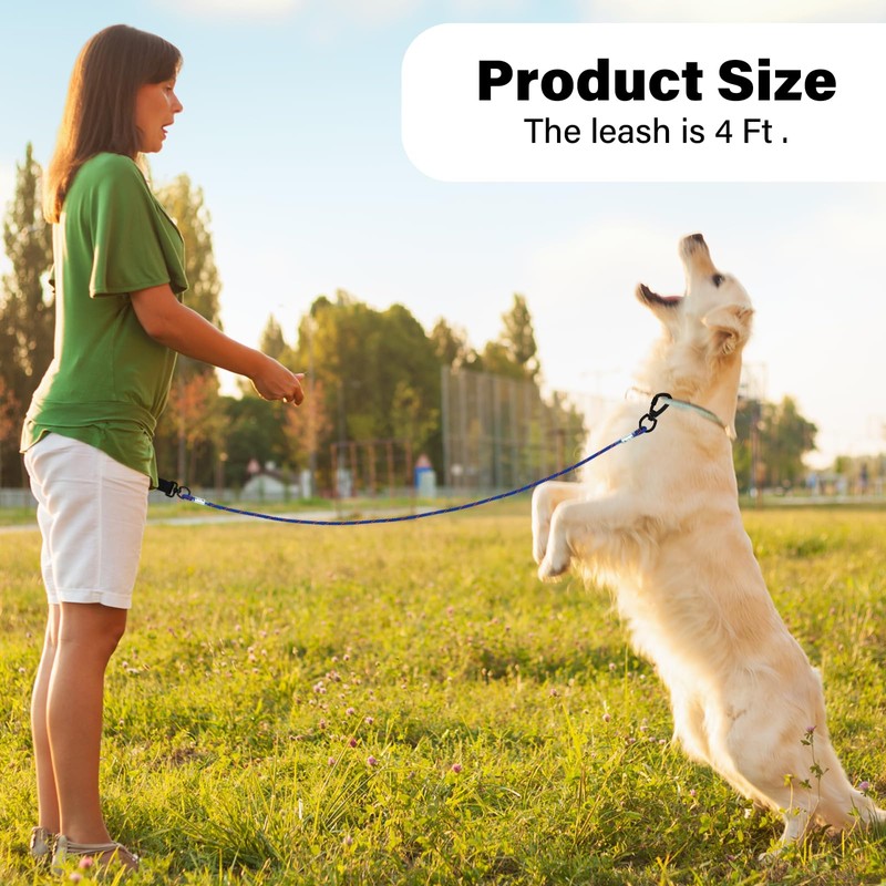 ZHOMA 4FT Chew Proof Metal Dog Leash with Comfortable Handle,