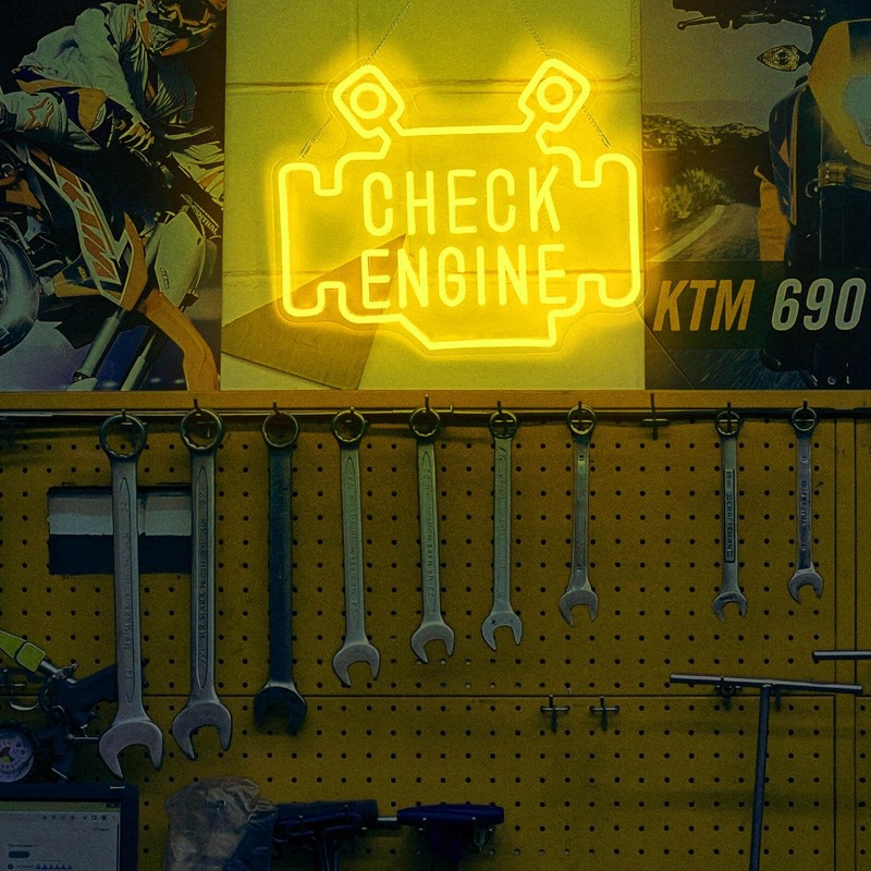 Check Engine Neon Signs for wall decor, Garage Neon Sign
