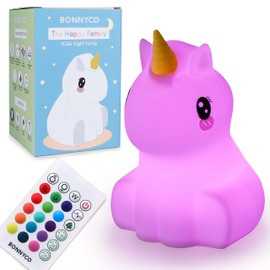 BONNYCO Nachtlicht Kinder mit Fernbedienung und Berührungssensor 16 Farben Einhorn Nachtlicht Baby mit Timer | Nachttischlampe Kinder Silikon 100% BPA-Frei | Kinder Nachtlicht Geschenke Baby
