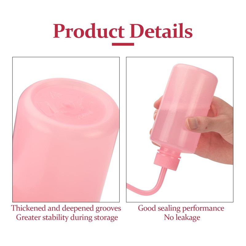 ATOMUS 3pcs Pink Tattoo Squeeze Wash Bottle 250ml Lab Bottles