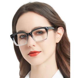 MARE AZZURO No Line Bifocal Reading Glasses 2.00 Women Oversized Blue Light Blocking Readers 0 1.0 1.5 2.0 2.5 3.0 3.5 (Black+clear, 200)