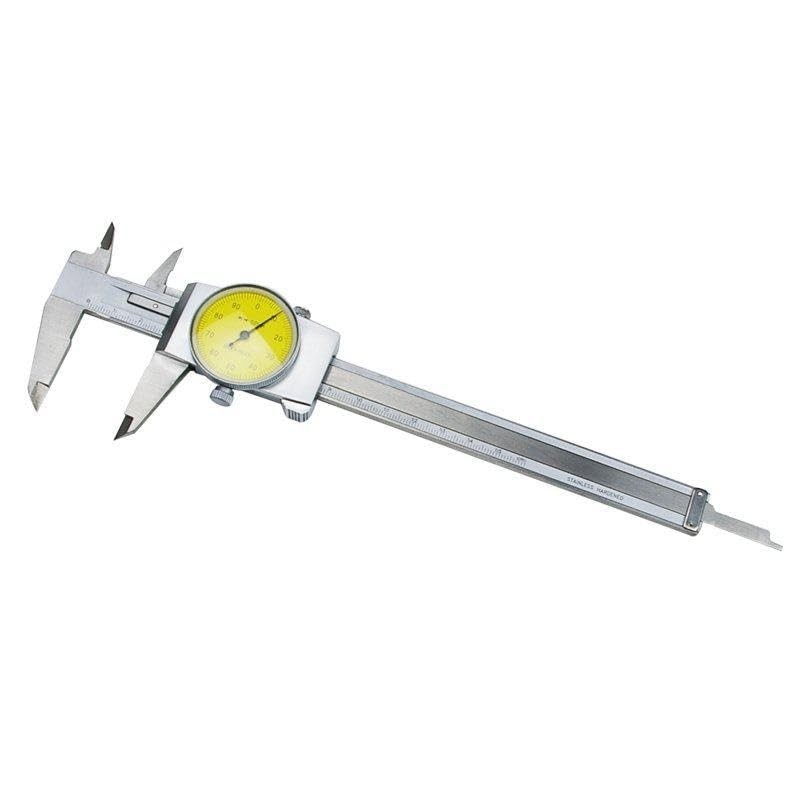 150mm Machine-DRO dial caliper with metric yellow face.