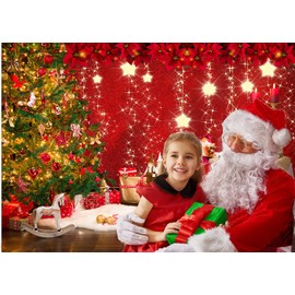 CYLYH 7x5ft Christmas Red Photography Backdrop Christmas Theme Backdrop New Year Decoration Background Family Party Baby Shower Decorations D547