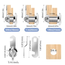 Sissinda Thumb Operated Offset Cam Lock, 5/8" Cylinder Fits on 3/8" Max Door Thickness, Non-Locking Cam Lock for RV Compartment Storage Door, Cabinets, Drawers (5/8 Inch 3Pack)