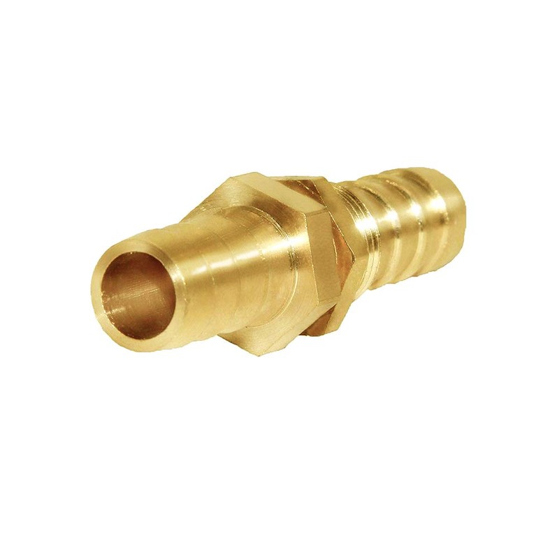 Joywayus 3/8" Hose Barb Thru-Bulk Head Hex Union Brass Fitting