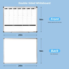 KODAPAGE Weekly Dry Erase Board, Weekly Planner whiteboard with Hourly time Slots, Whiteboard Weekly Calendar for Schedule for Wall 24" X 18" Double-Sided for Office, Home and School