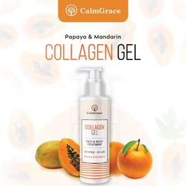 CalmGrace Collagen Gel | Anti-Ageing Collagen Moisturiser | Hydrating Anti Wrinkle Collagen Gel Face & Body Skincare | Non-Greasy Collagen Oil for Face - Papaya and Mandarin (250ml)