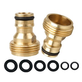 2 Pack Brass Garden Hose Tap Connector, 3/4 inch Brass Male Threaded Tap Connector, Copper 3/4" BSP Hose Connector Threaded Faucet Adapter Quick Connect Adapter
