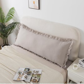 H HOUSEHOLD Body Size Pillow Cases Set of 1 - Ruffled Chic Boho Pillowcase 1 Pack, Super Soft and Cozy Pillow Case Covers with Envelop Closure, 20x54 Inches