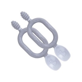 Bibado - Dippit Multi-Stage Self Feeding BPA Free Baby Spoons and Dipper, 2-Handed Multi-Grip Baby Led Weaning Spoons, baby spoons self feeding 6 months and Up, Infant Spoons, Mist, Pack of 2